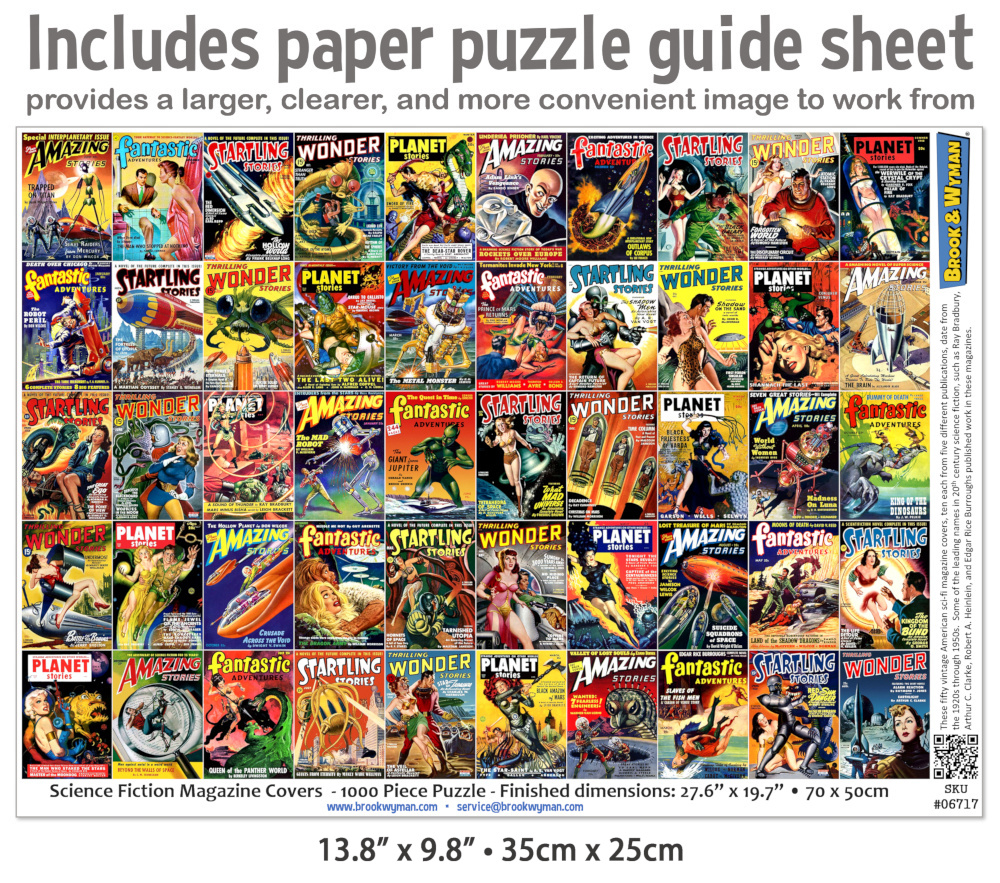 Science Fiction Magazine Covers 1000 Piece Jigsaw Puzzle Guide Insert