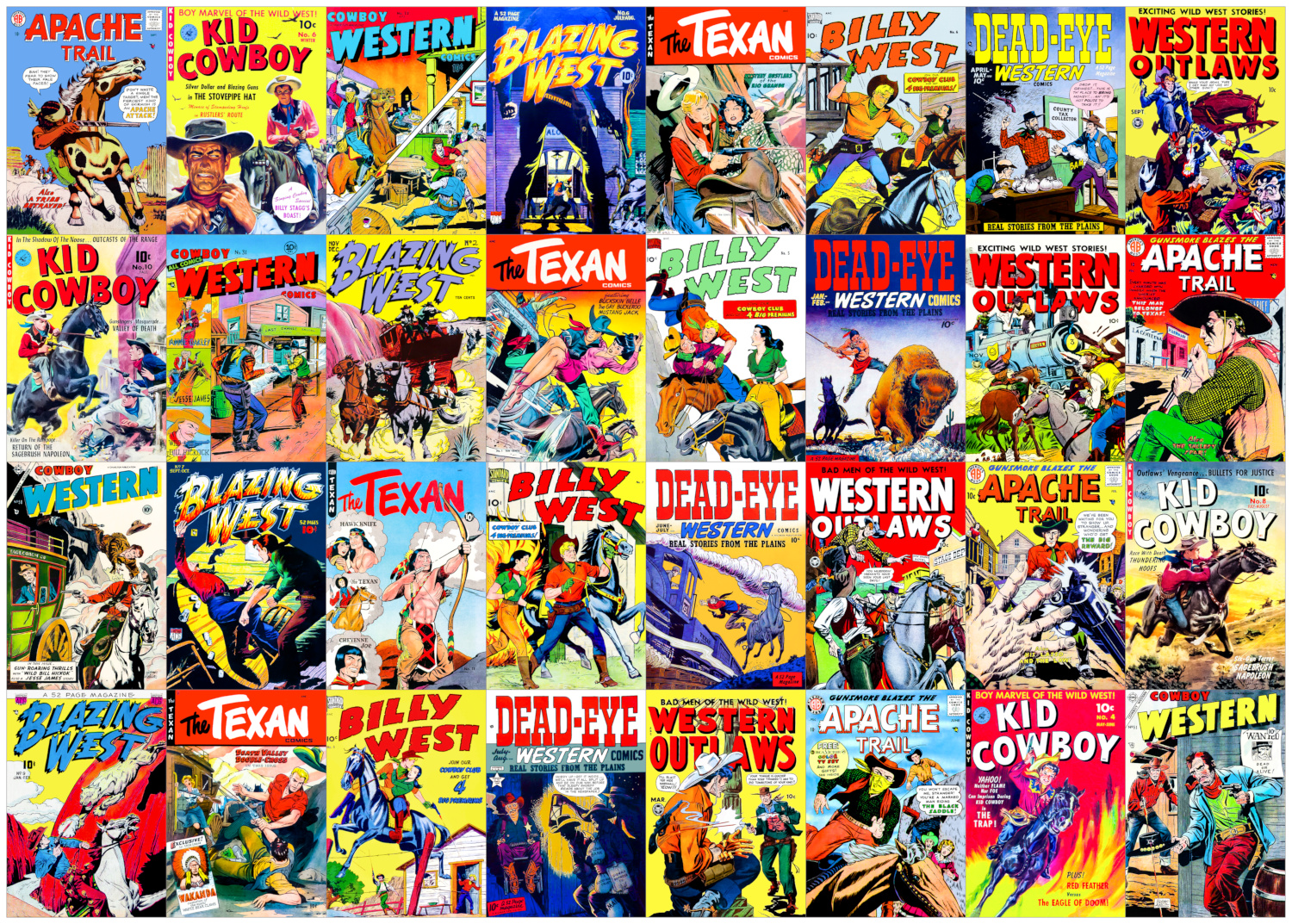 Vintage Western Comic Book Covers 1000 Piece Jigsaw Puzzle - Image 2