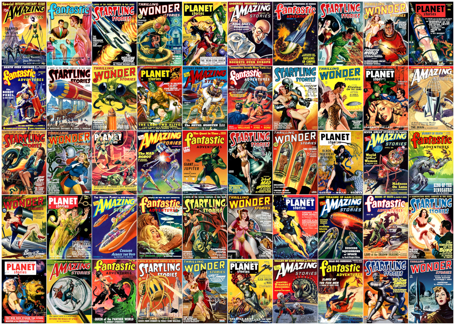 Science Fiction Magazine Covers 1000 Piece Jigsaw Puzzle Image